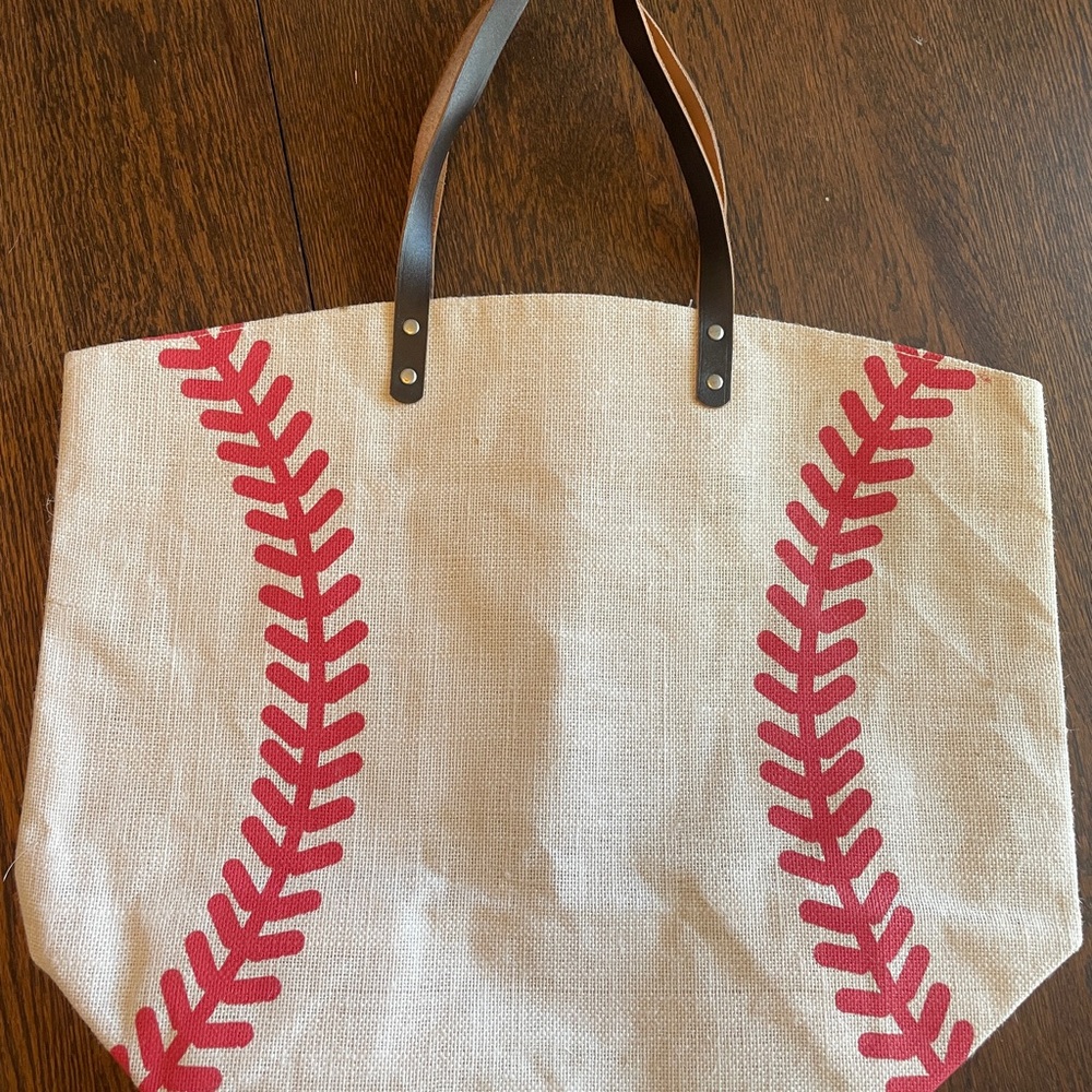 Baseball Stitch Canvas Tote Bag